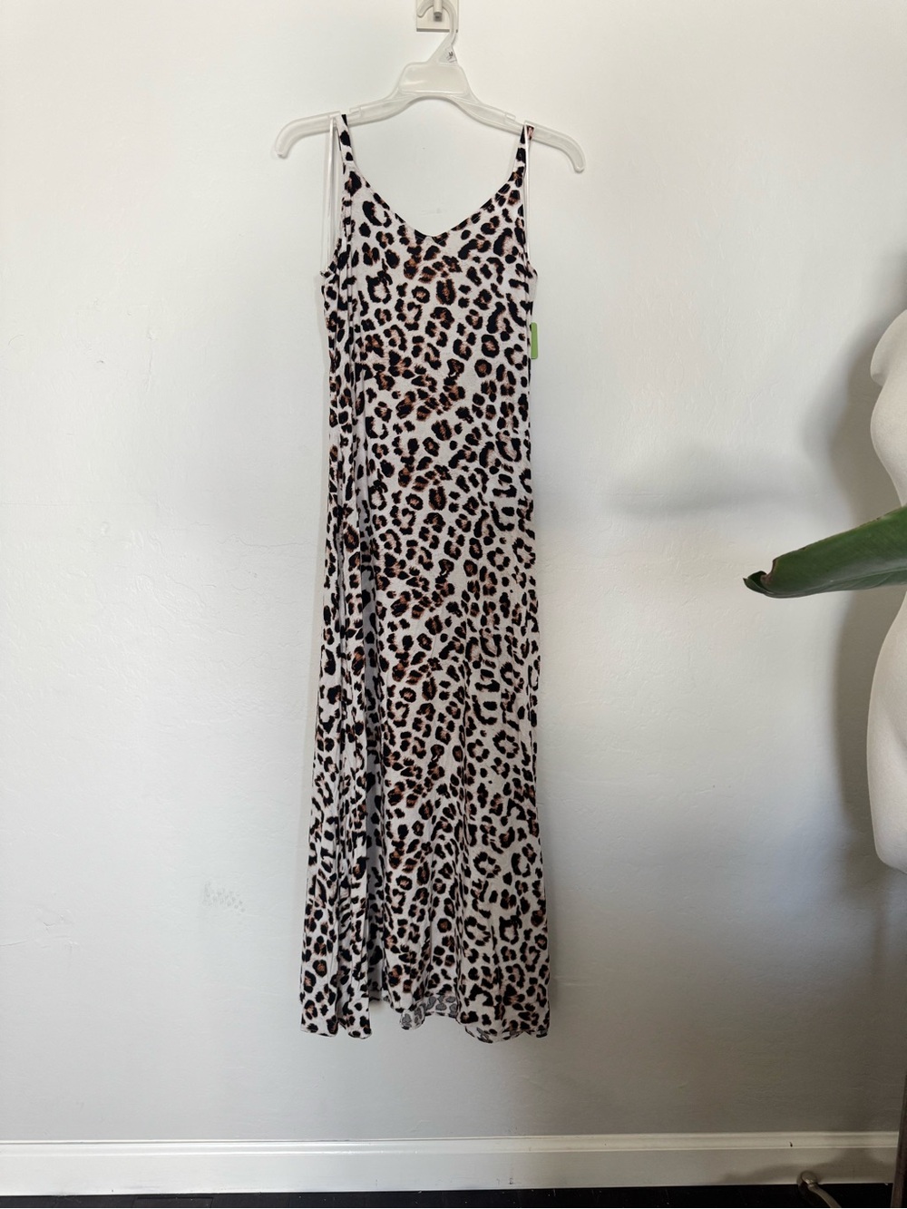 Leopard Print Slip like  Maxi Dress - White & Brown